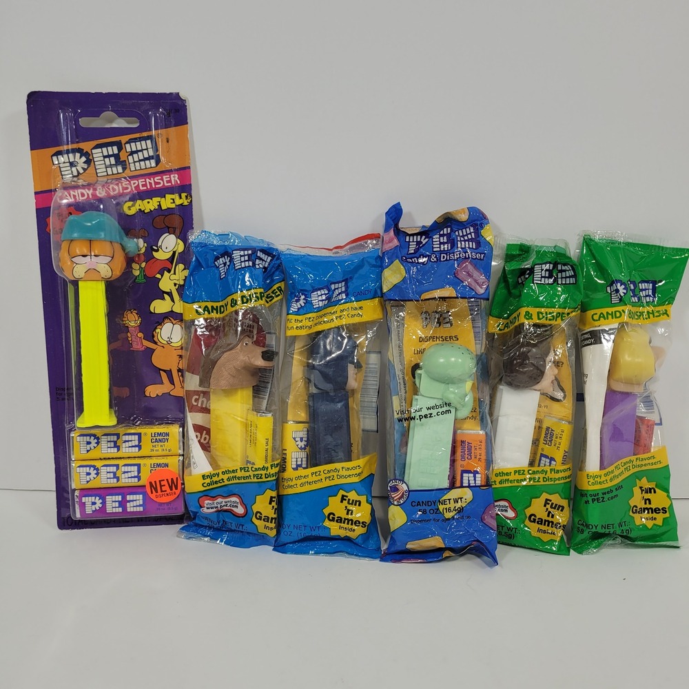 Vintage PEZ Dispenser 6 Characters Garfield Batman Squidward Miss Piggy Boog NEW